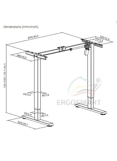 Ergosmart Electric Desk Light стол с электроприводом 