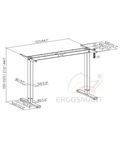 Ergosmart Manual Desk Light стол с ручной регулировкой 